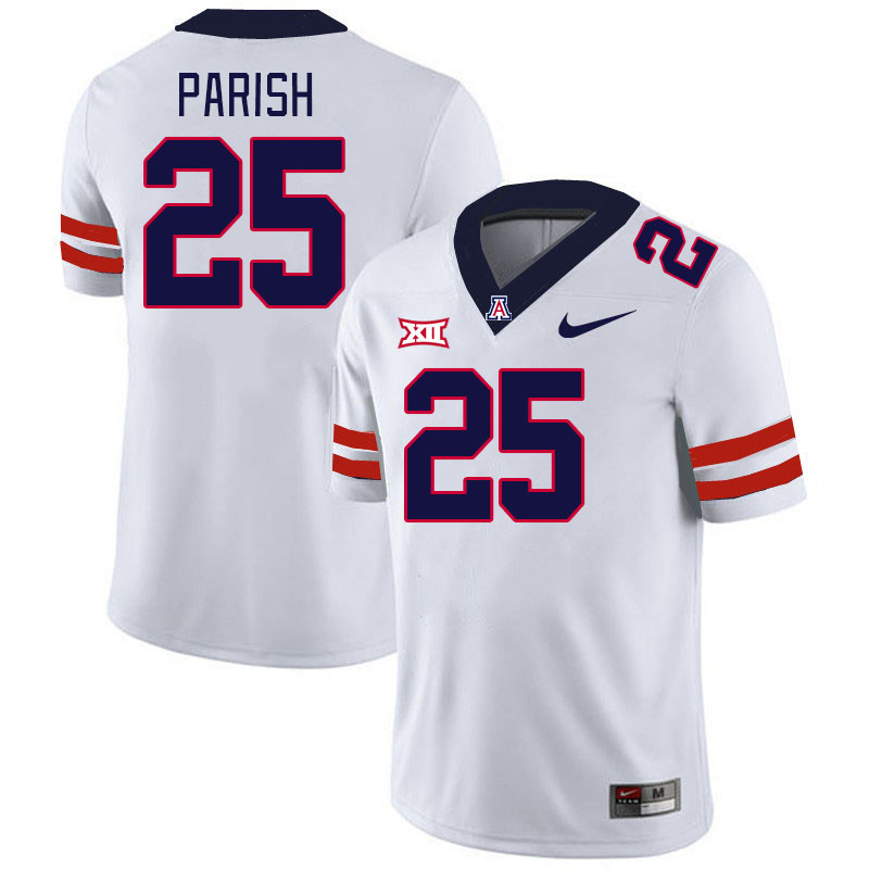 Men #25 Arian Parish Arizona Wildcats Big 12 Conference College Football Jerseys Stitched-White